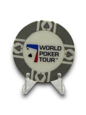 World Poker Tour Collectible Poker Chip Gray/White 1.5 Inch Diameter